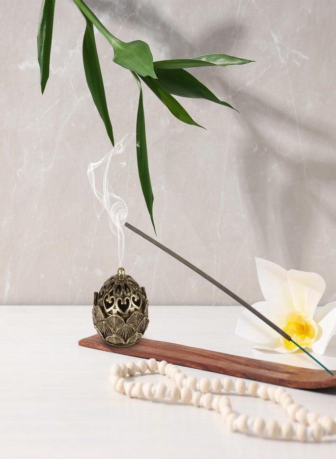 Qulkws 2 Piece Mini Brass Lotus Flower Incense Holder with Lid 1.1 x 1 inches Small Vintage Closed Incense Burner Elegant Desktop Ornament for Home Office Yoga Meditation Spa Teahouse - Image 4
